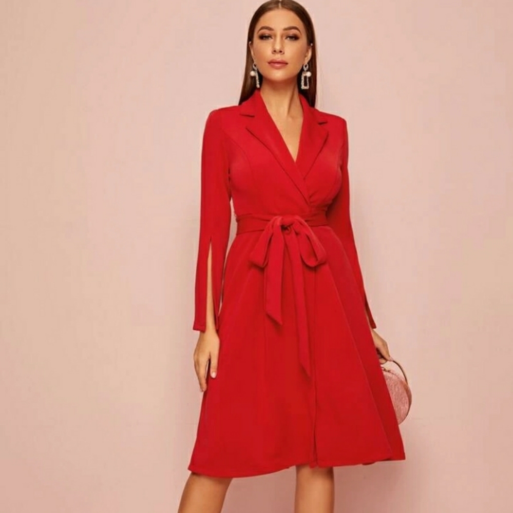 Blazer Wrap Tie Waist Dress